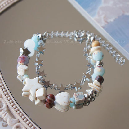 Bracelet Alloy Bead Resin Faux Gemstone Layered Star