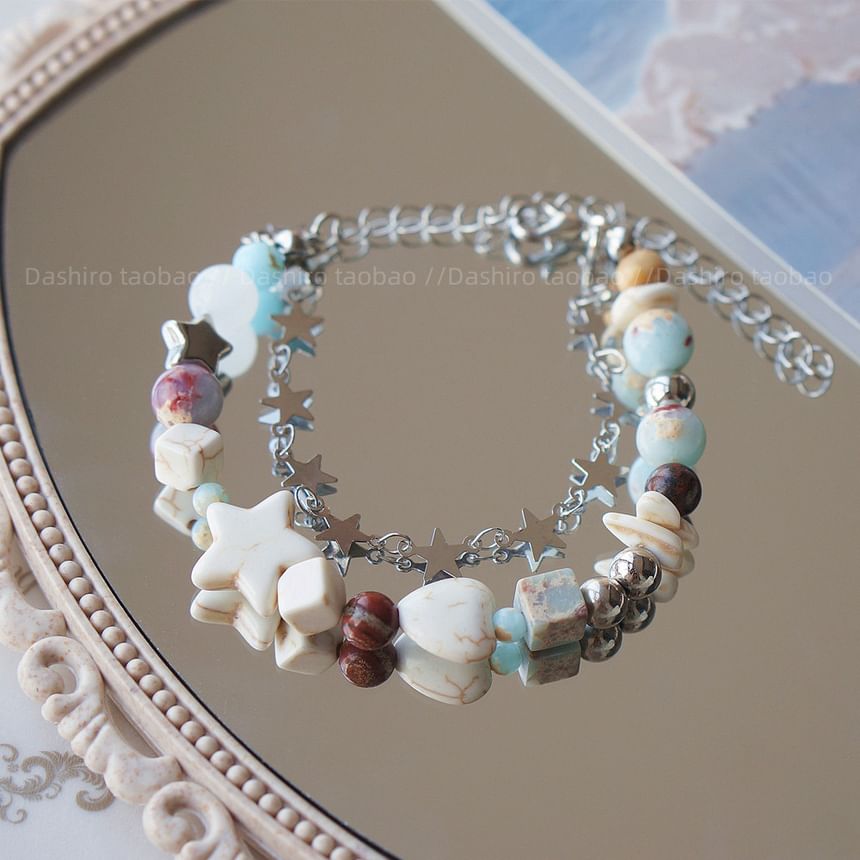 Bracelet Alloy Bead Resin Faux Gemstone Layered Star
