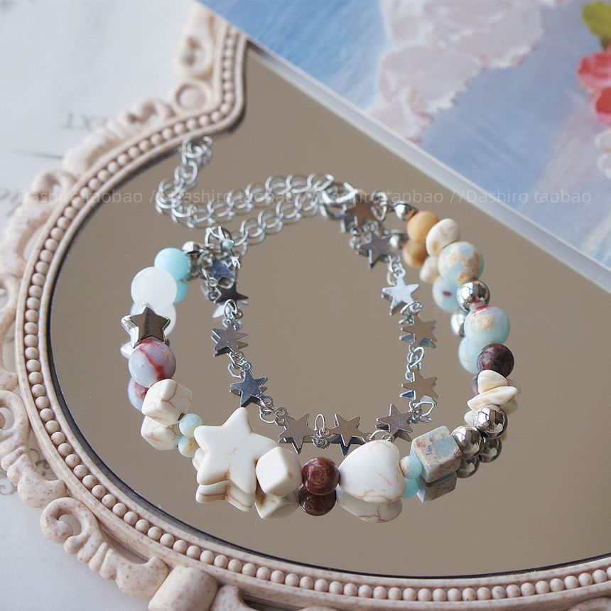 Bracelet Alloy Bead Resin Faux Gemstone Layered Star