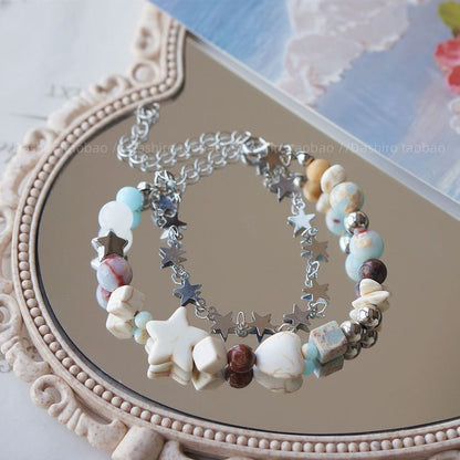 Bracelet Alloy Bead Resin Faux Gemstone Layered Star