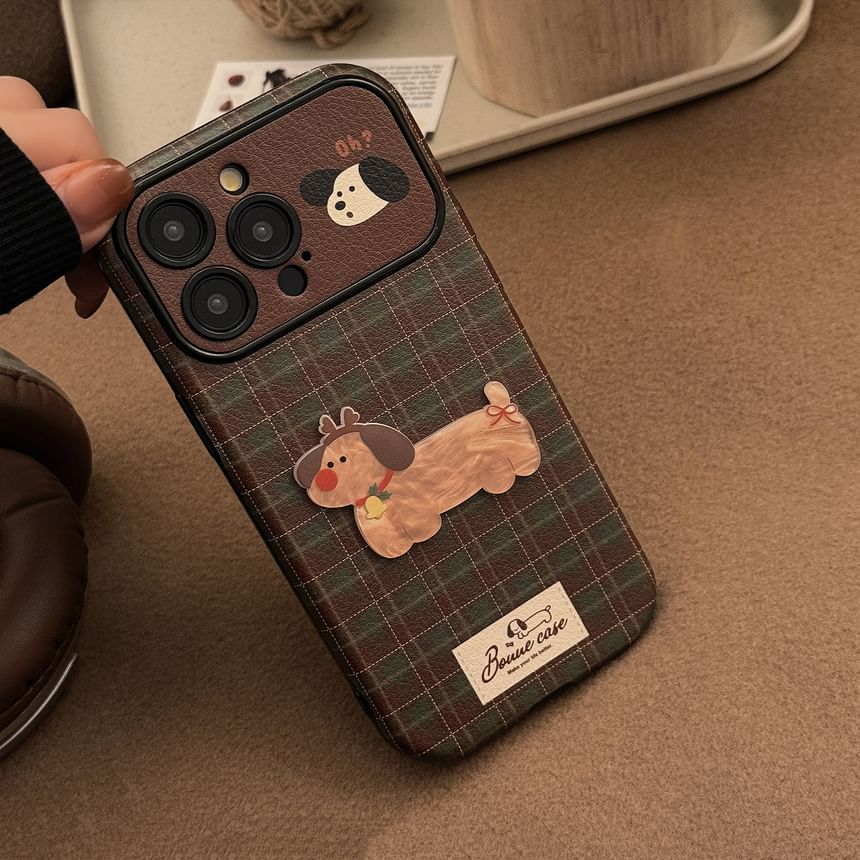 Pom Set Phone Plaid / Charm Case Bell Dog