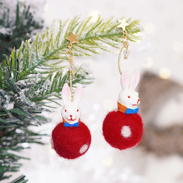 Earring Rabbit Dangle Felt