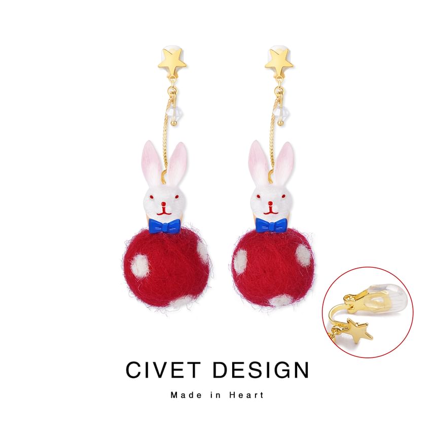 Earring Rabbit Dangle Felt