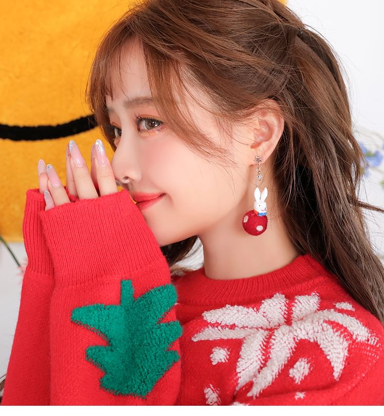 Earring Rabbit Dangle Felt