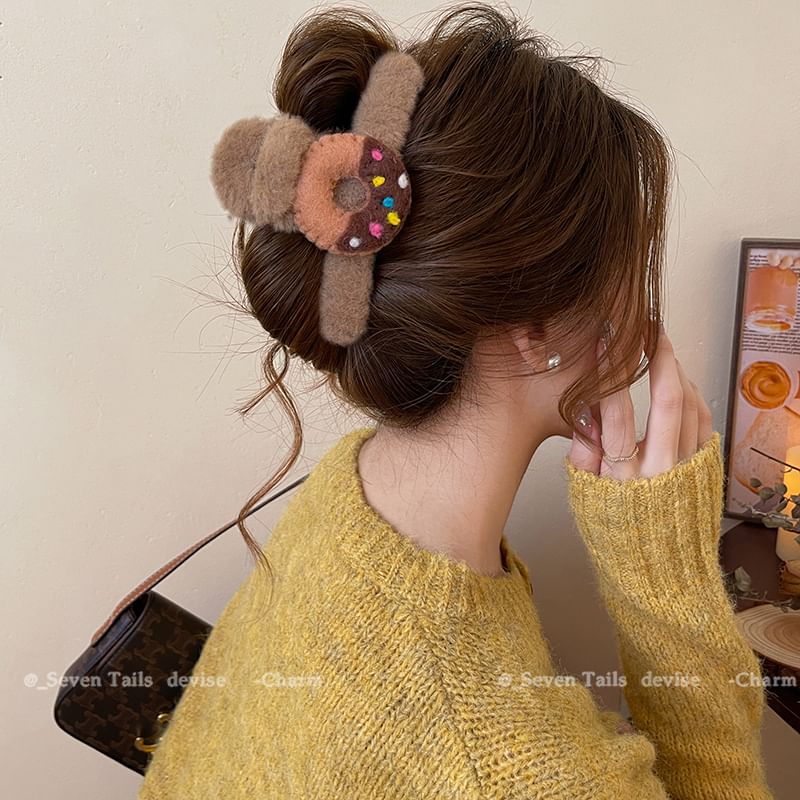 Chenille Claw Hair Clip Acrylic Donut