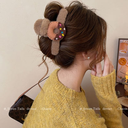 Chenille Claw Hair Clip Acrylic Donut