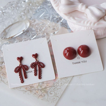 Clip-On Stud Bow Earring Ear Plain Drop /