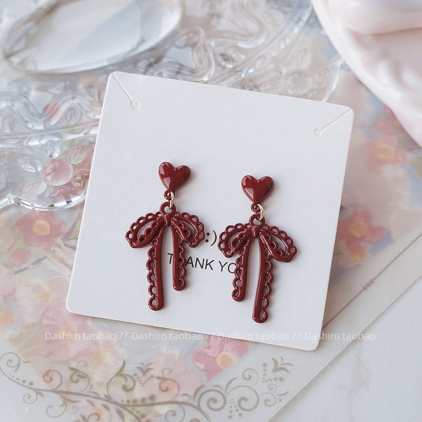 Clip-On Stud Bow Earring Ear Plain Drop /