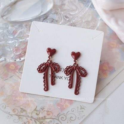 Clip-On Stud Bow Earring Ear Plain Drop /