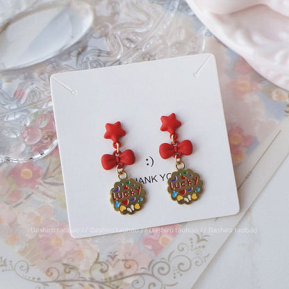 Clip-On Stud Bow Earring Ear Plain Drop /
