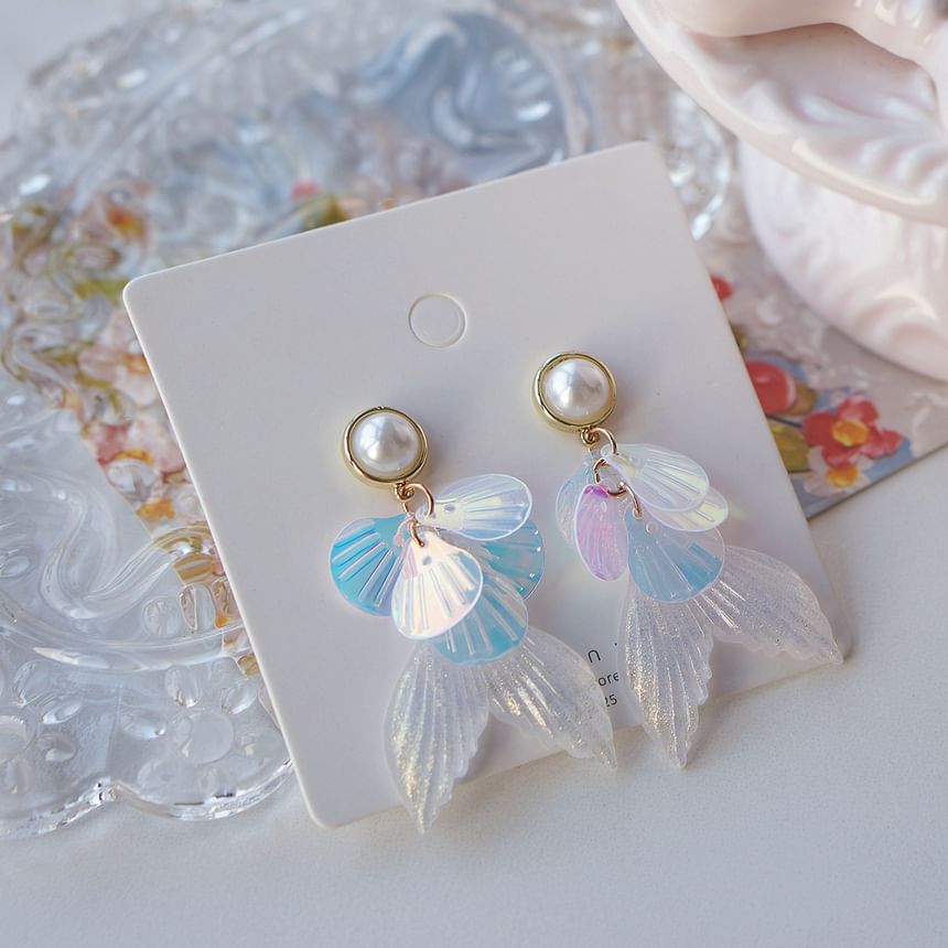 Drop Clip-On Earring / Faux Tail Mermaid Pearl