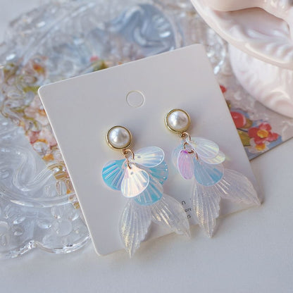 Drop Clip-On Earring / Faux Tail Mermaid Pearl