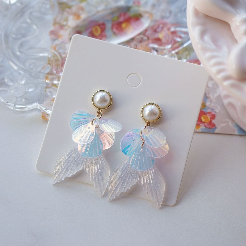 Drop Clip-On Earring / Faux Tail Mermaid Pearl