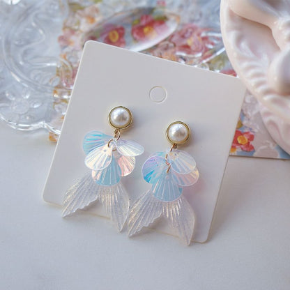 Drop Clip-On Earring / Faux Tail Mermaid Pearl