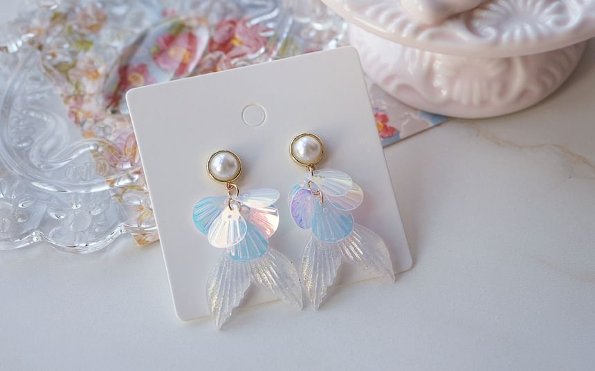 Drop Clip-On Earring / Faux Tail Mermaid Pearl