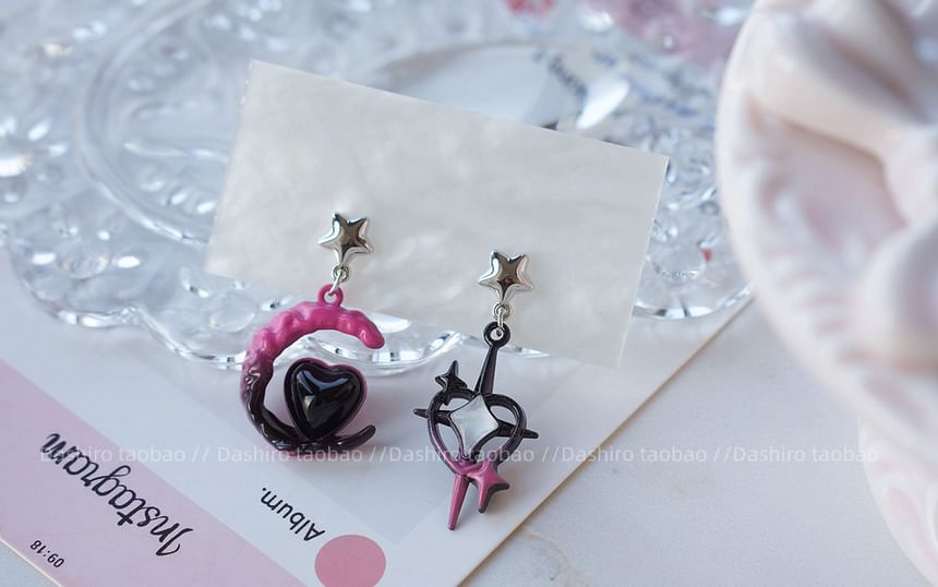 Clip-On Drop Moon Earring / Asymmetrical Star