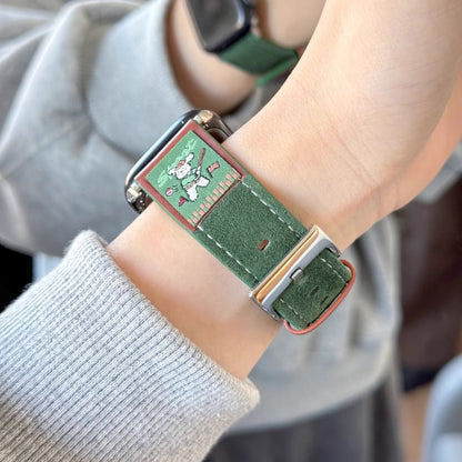 Leather Animal Watch Band Genuine Apple Embroidered