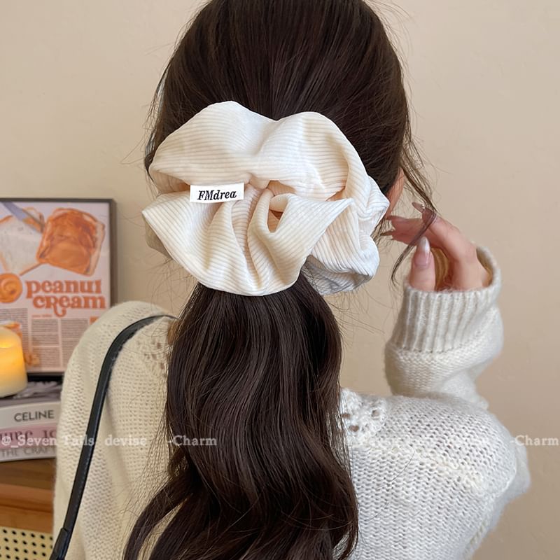 Lettering Striped Label Scrunchie
