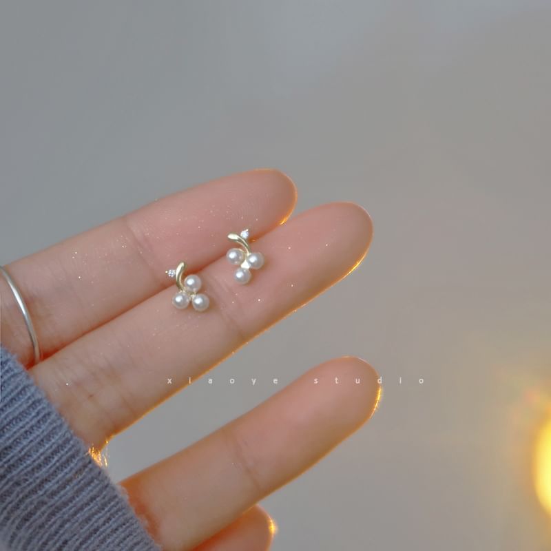 Stud S925 Faux Earring Sterling Silver Pearl
