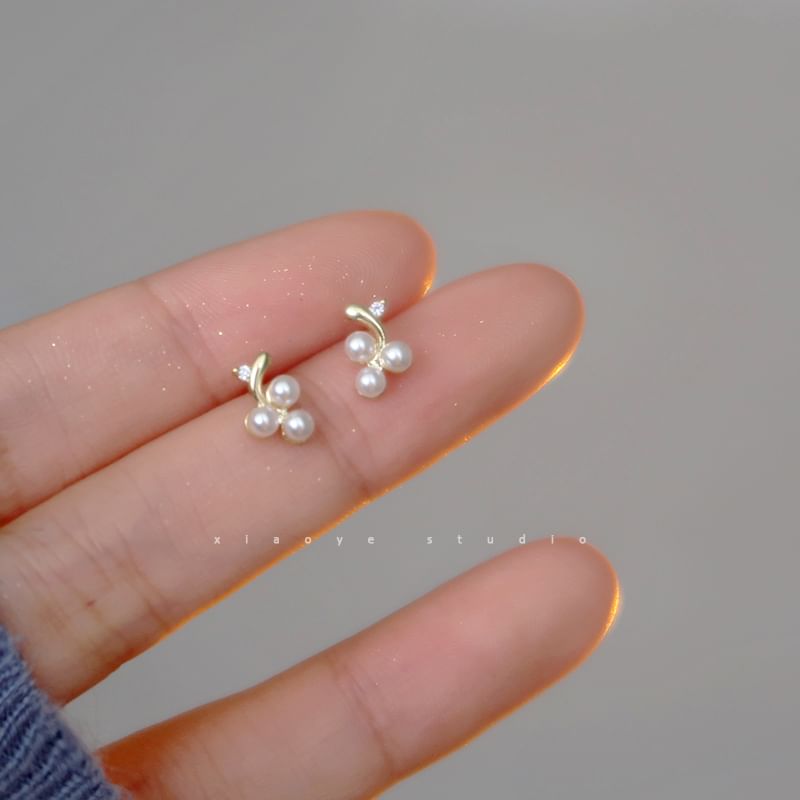Stud S925 Faux Earring Sterling Silver Pearl