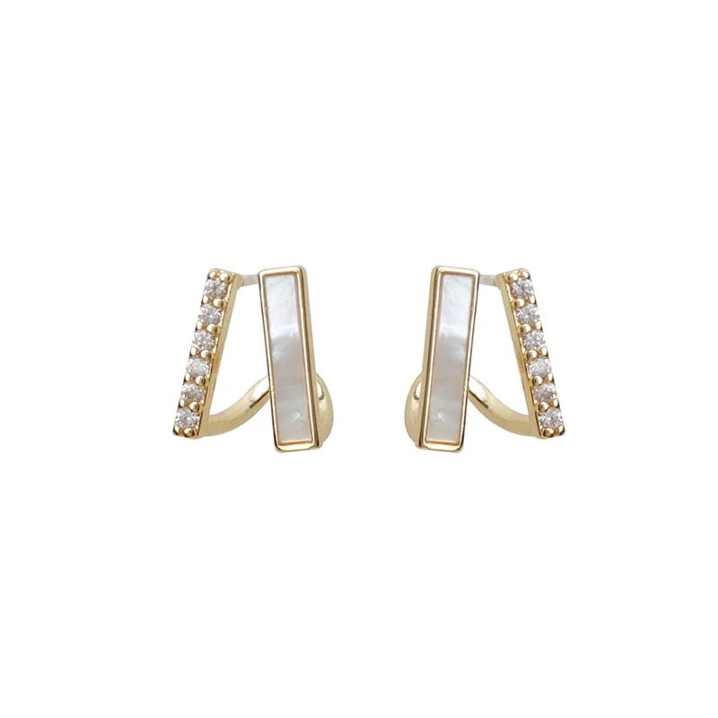 Alloy Shell Stud Rhinestone Earring