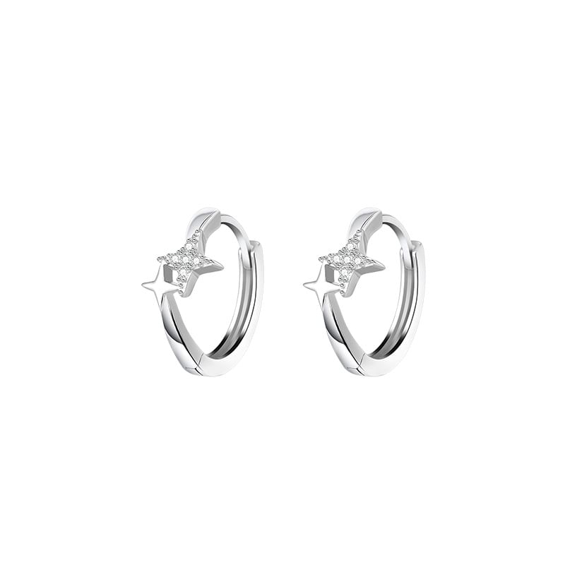 Hoop Alloy Rhinestone Earring Star