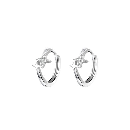 Hoop Alloy Rhinestone Earring Star