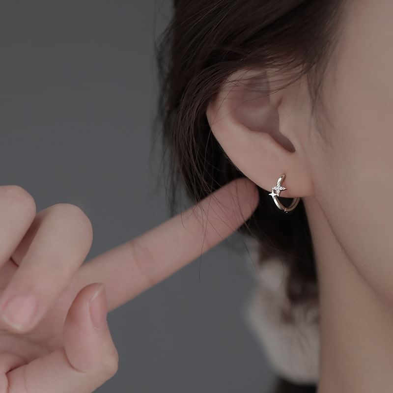 Hoop Alloy Rhinestone Earring Star