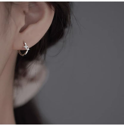 Hoop Alloy Rhinestone Earring Star