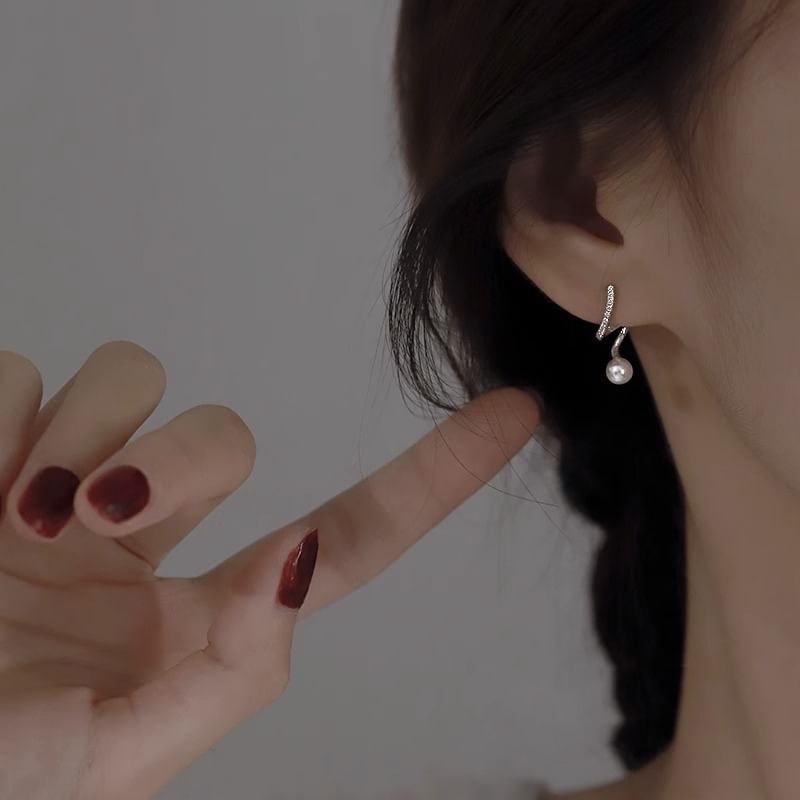 Earring Alloy Drop Pearl Faux