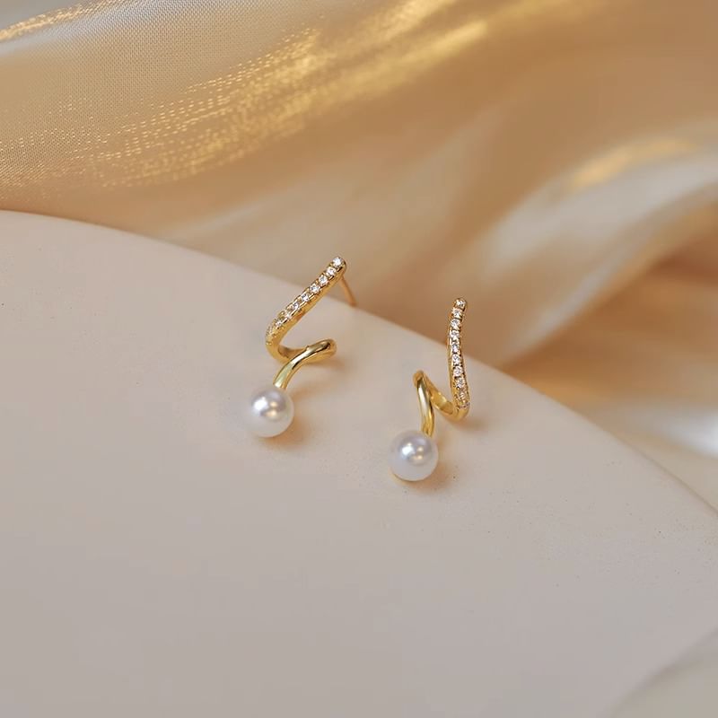 Earring Alloy Drop Pearl Faux