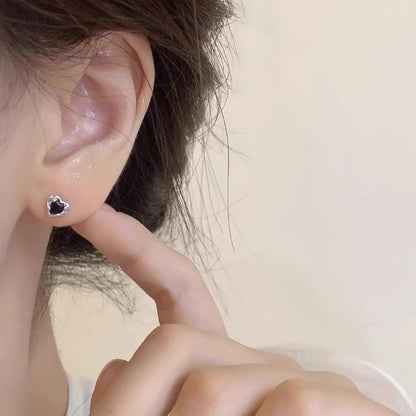 Stud Alloy Heart Earring Rhinestone