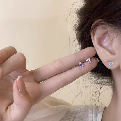 Stud Alloy Heart Earring Rhinestone