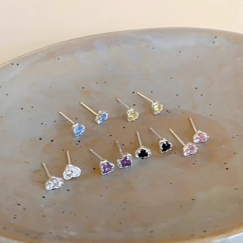 Stud Alloy Heart Earring Rhinestone