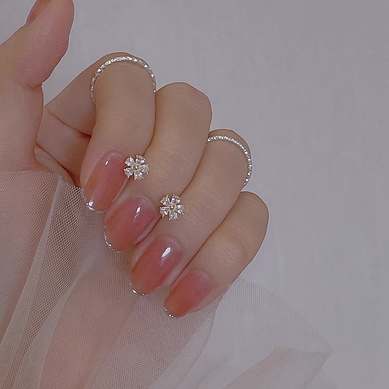 Floral Earring Stud Rhinestone Alloy