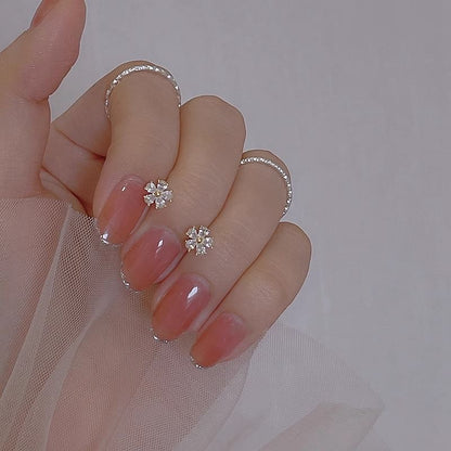 Floral Earring Stud Rhinestone Alloy