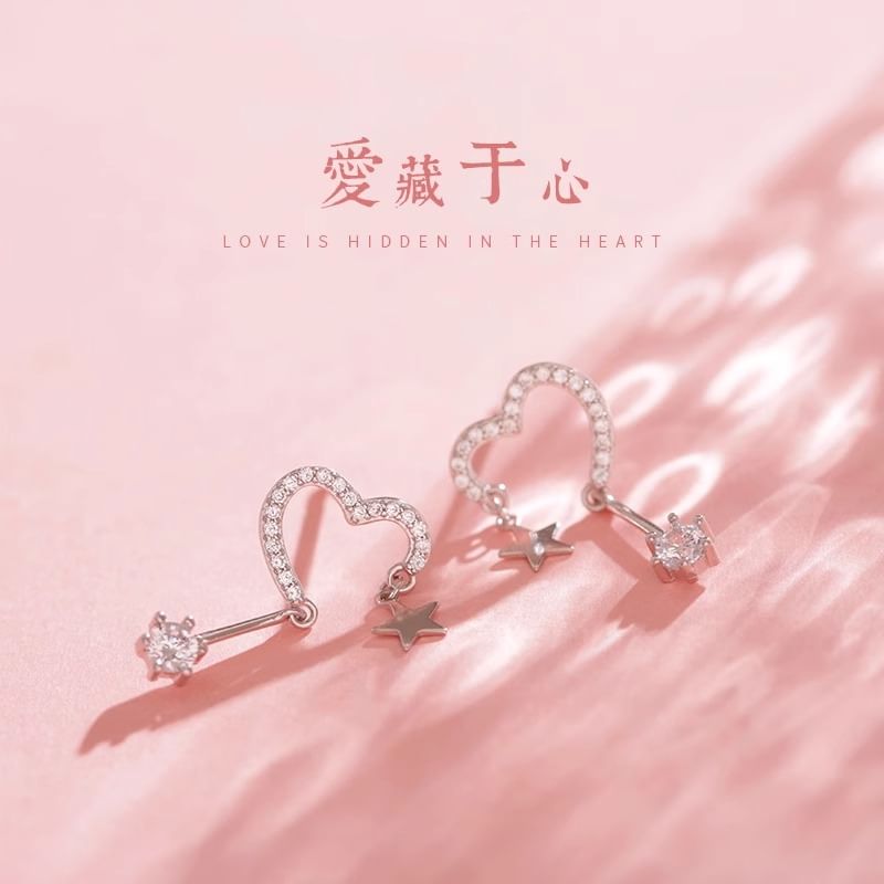 Alloy Earring Heart Star Drop
