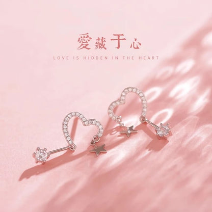 Alloy Earring Heart Star Drop