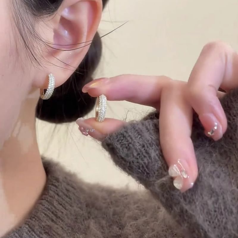 Rhinestone Hoop Alloy Earring