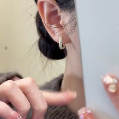Rhinestone Hoop Alloy Earring