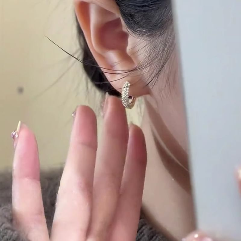 Rhinestone Hoop Alloy Earring