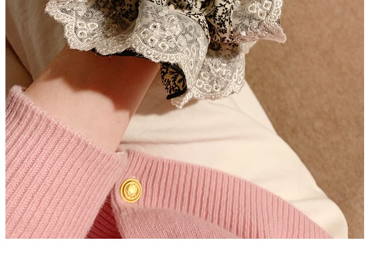 Scrunchie Trim Lace Floral Print