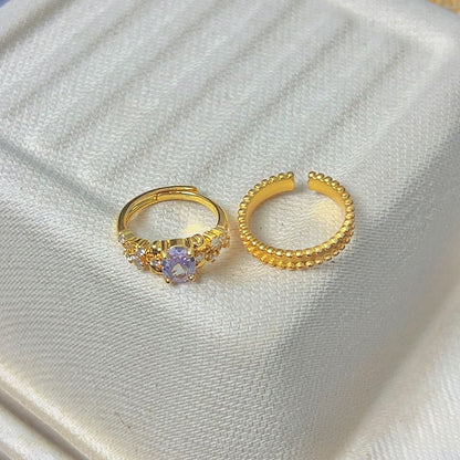 Brushed Alloy / Open Ring Set Rhinestone