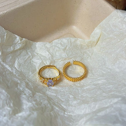 Brushed Alloy / Open Ring Set Rhinestone
