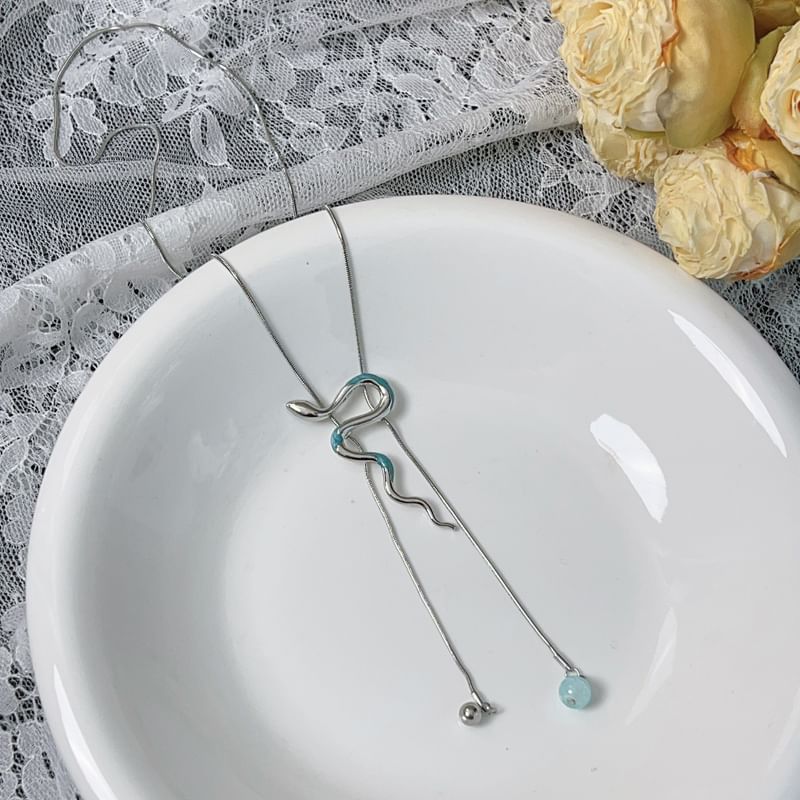 Lariat Pendant Necklace Snake Alloy