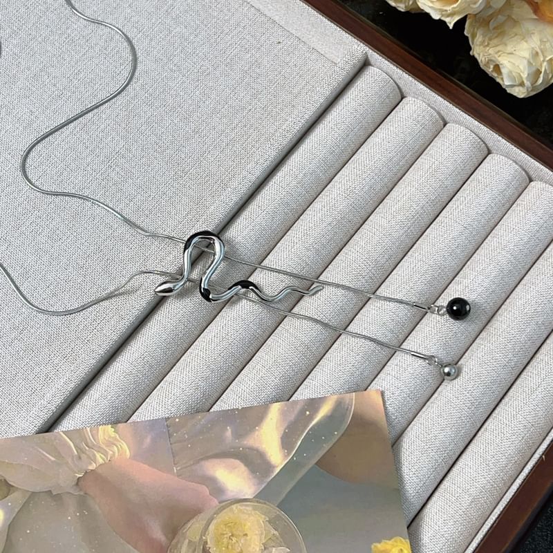 Lariat Pendant Necklace Snake Alloy