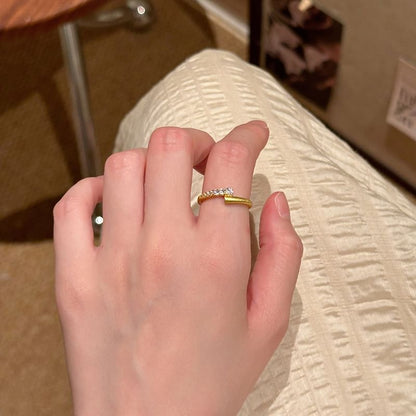 Rhinestone Alloy / Set Open Ring