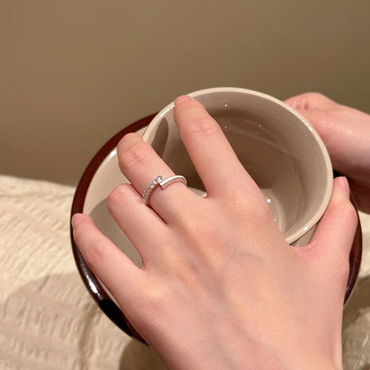 Rhinestone Alloy / Set Open Ring