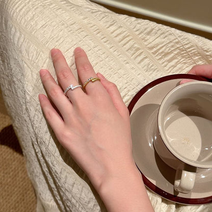 Rhinestone Alloy / Set Open Ring
