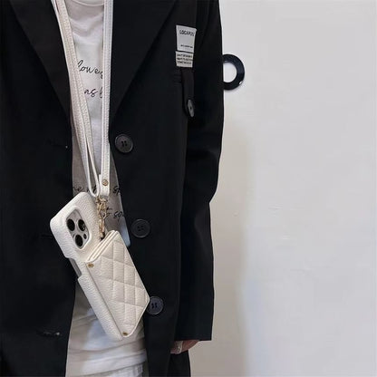 Case Lanyard Phone Card Faux with Leather Holder